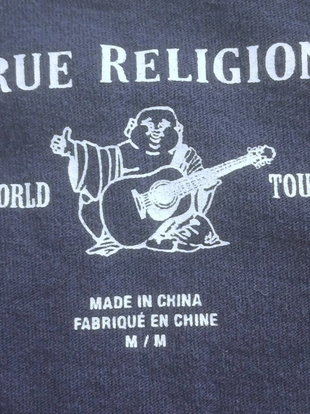 True Religion Navy Blue Skull Graphic Long Sleeve Crewneck Tee Shirt Size M